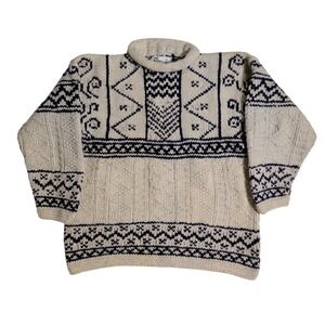 Vintage Del Mundo Wool Sweater Mens Size XXL 2XL Ecuadorian Chunky Fair Isle Ski